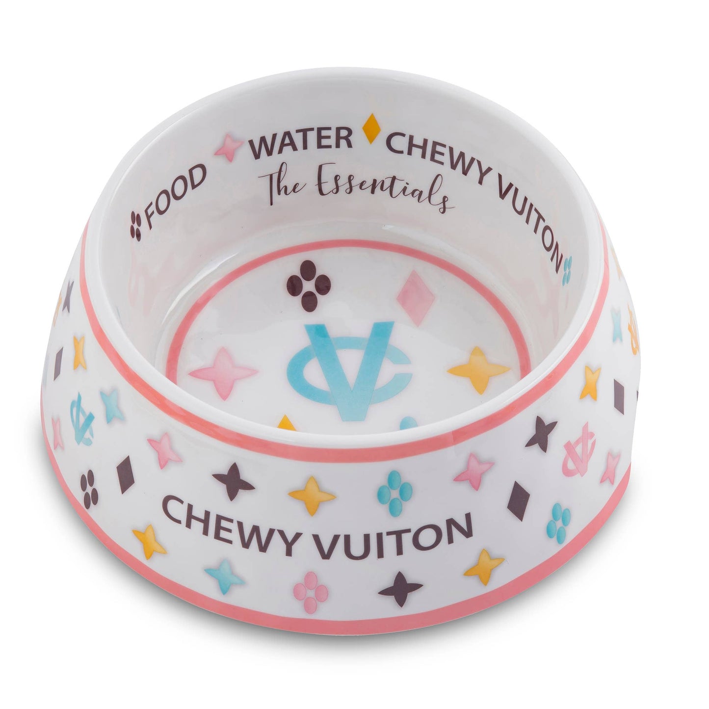 White Chewy Vuiton Dog Bowl Haute Diggity Dog