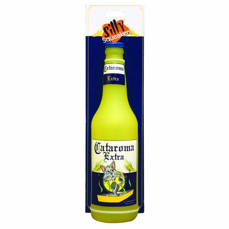 Silly Squeaker Beer Bottle Cataroma, Squeaky Novelty Dog Toy
