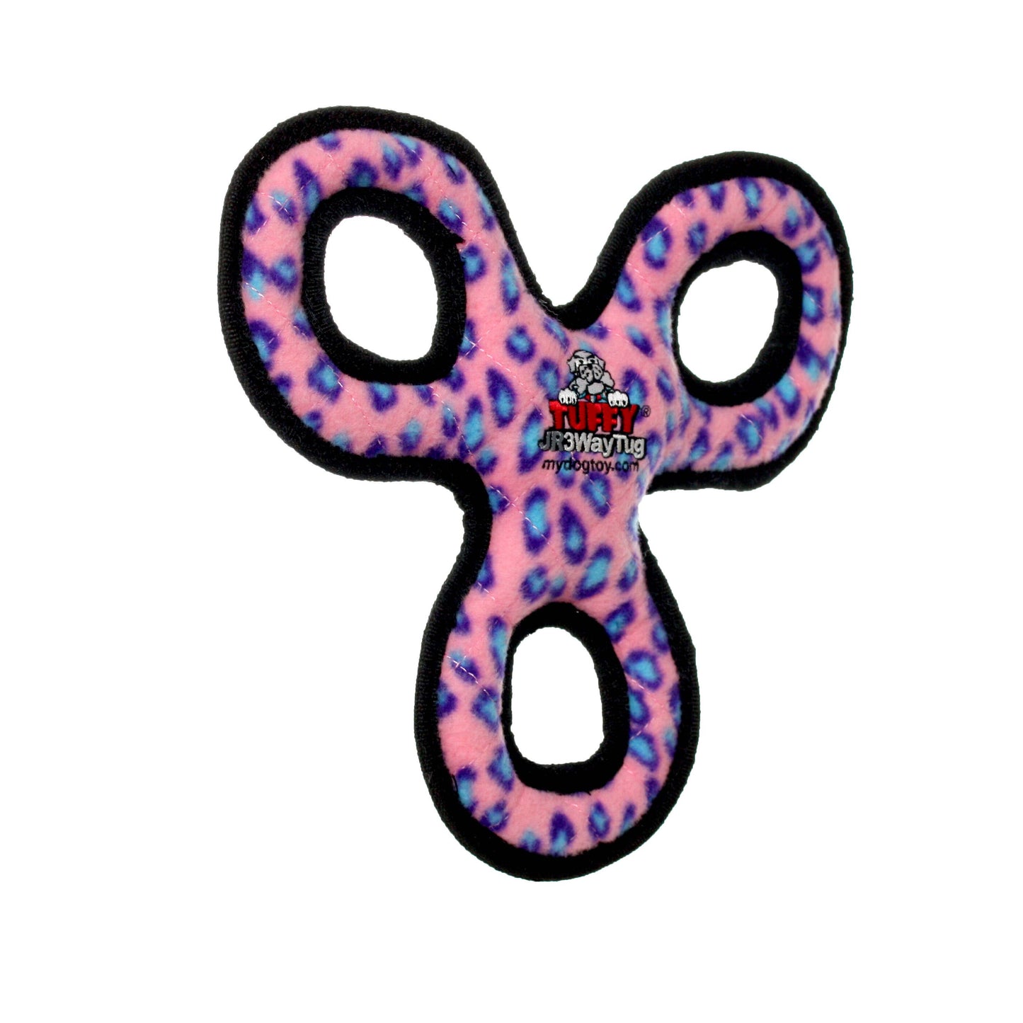 Tuffy Jr 3 WayTug - Pink Leopard, Durable, Squeaky Dog Toy