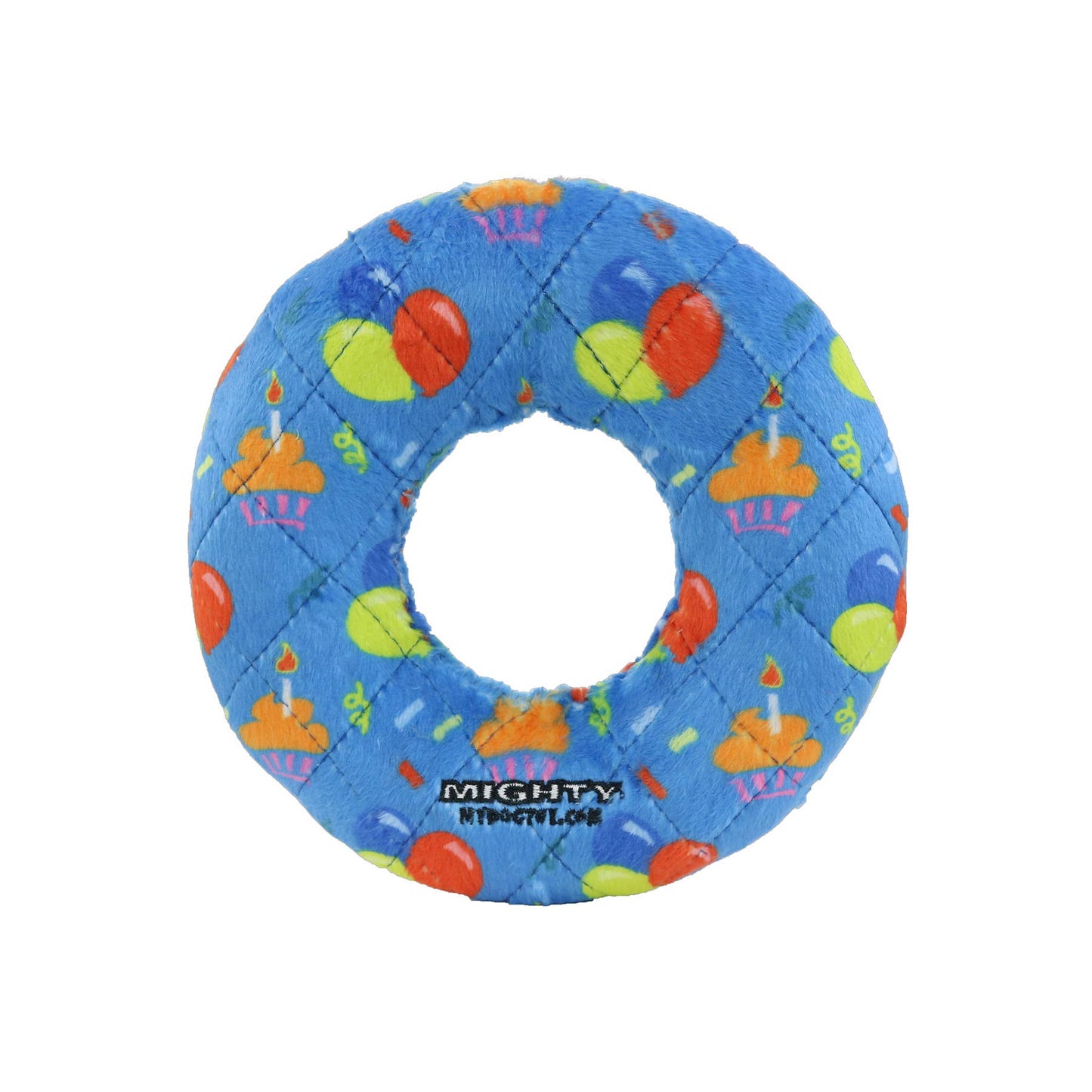 Mighty Ring-Medium Celebration, Squeaky Dog Toy, No Stuffing