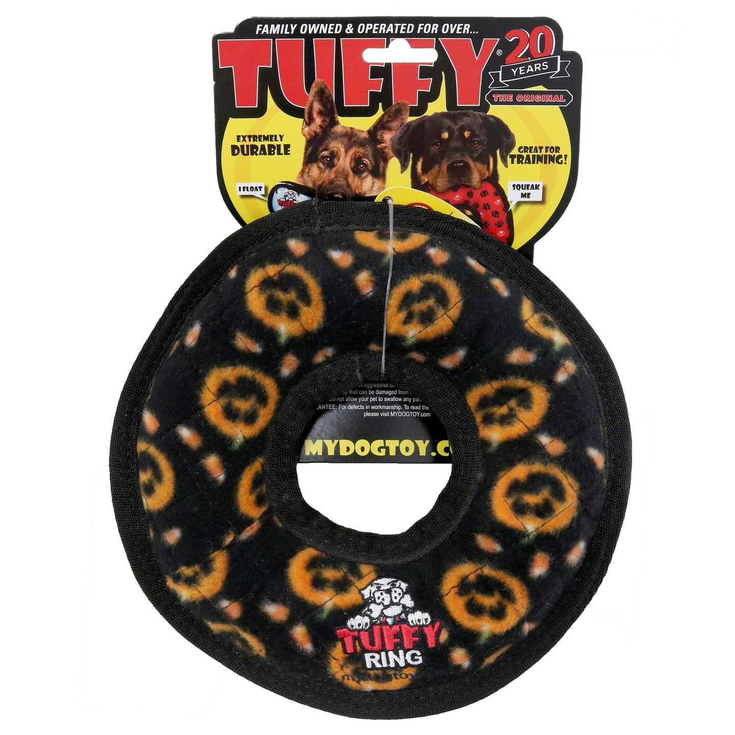 Tuffy Holiday Medium Ring Pumpkin, Durable Squeaky Dog Toy
