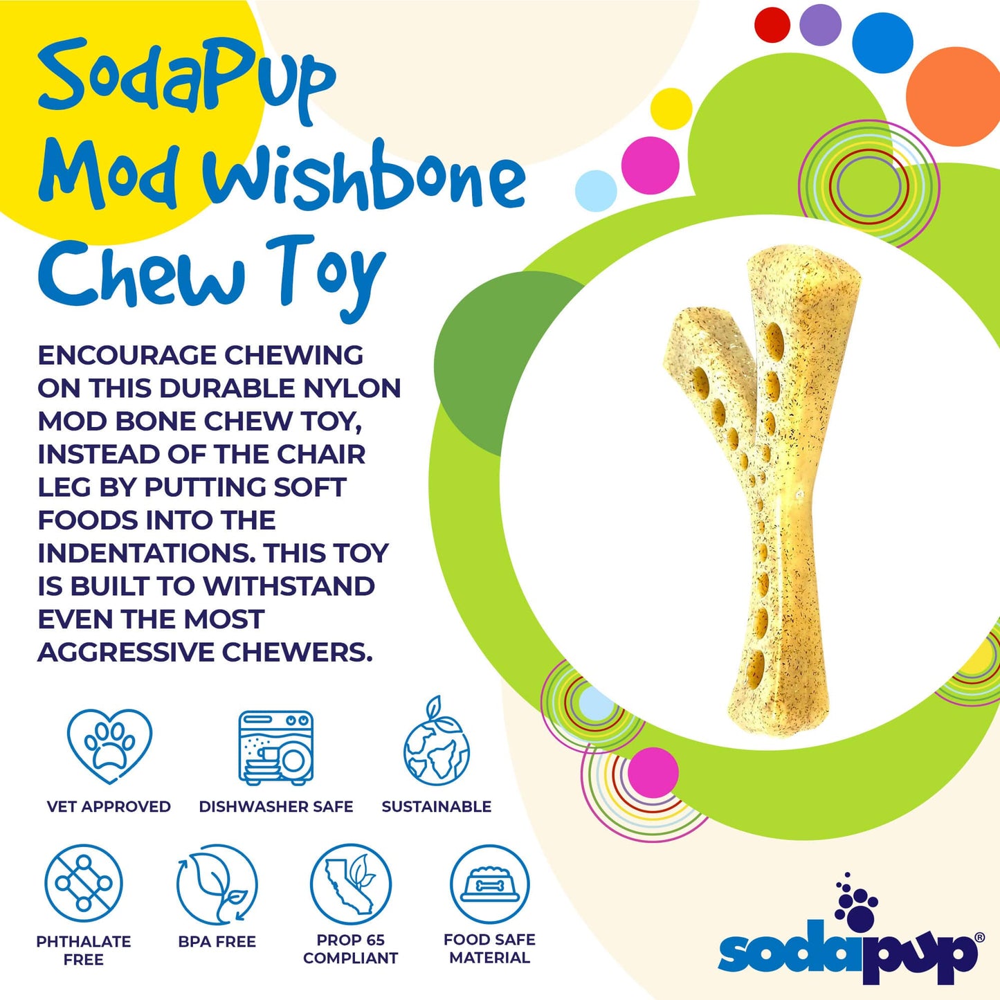 MOD Wishbone Ultra Durable Nylon Dog Chew Toy for Aggressive