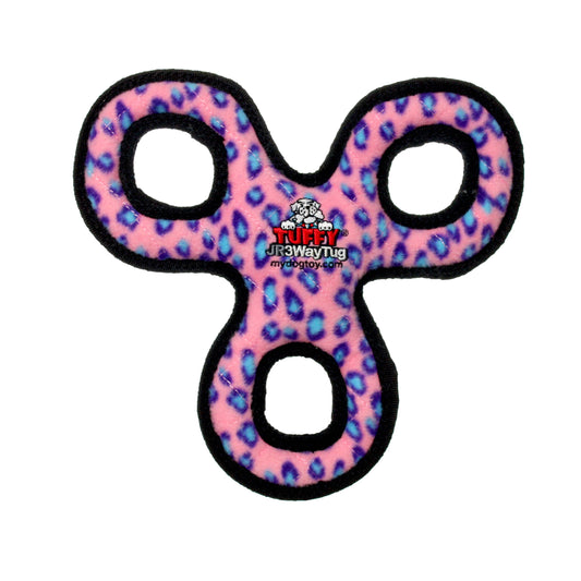 Tuffy Jr 3 WayTug - Pink Leopard, Durable, Squeaky Dog Toy