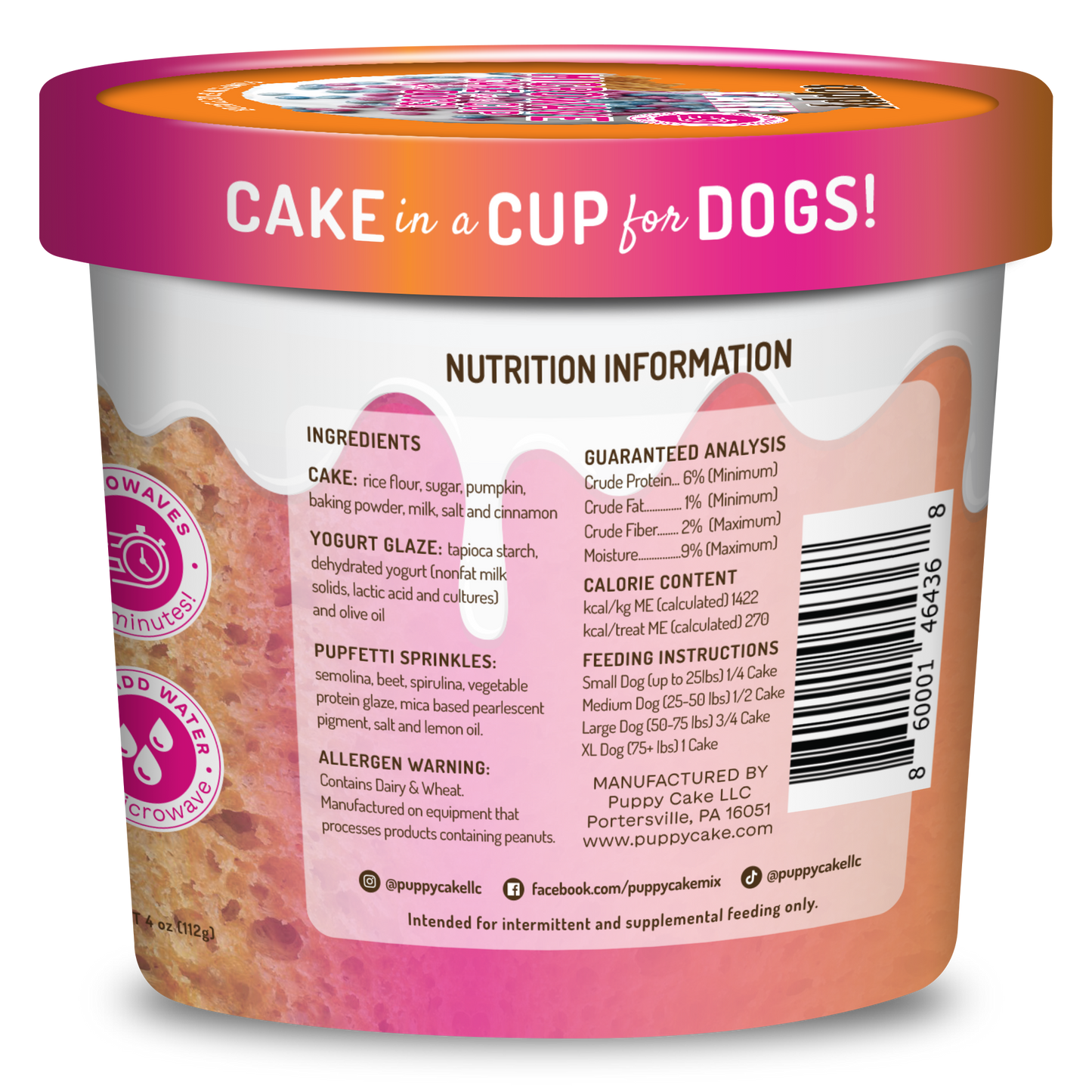 Cuppy Cake - Microwave Dog Birthday Cake in A Cup - Pumpkin