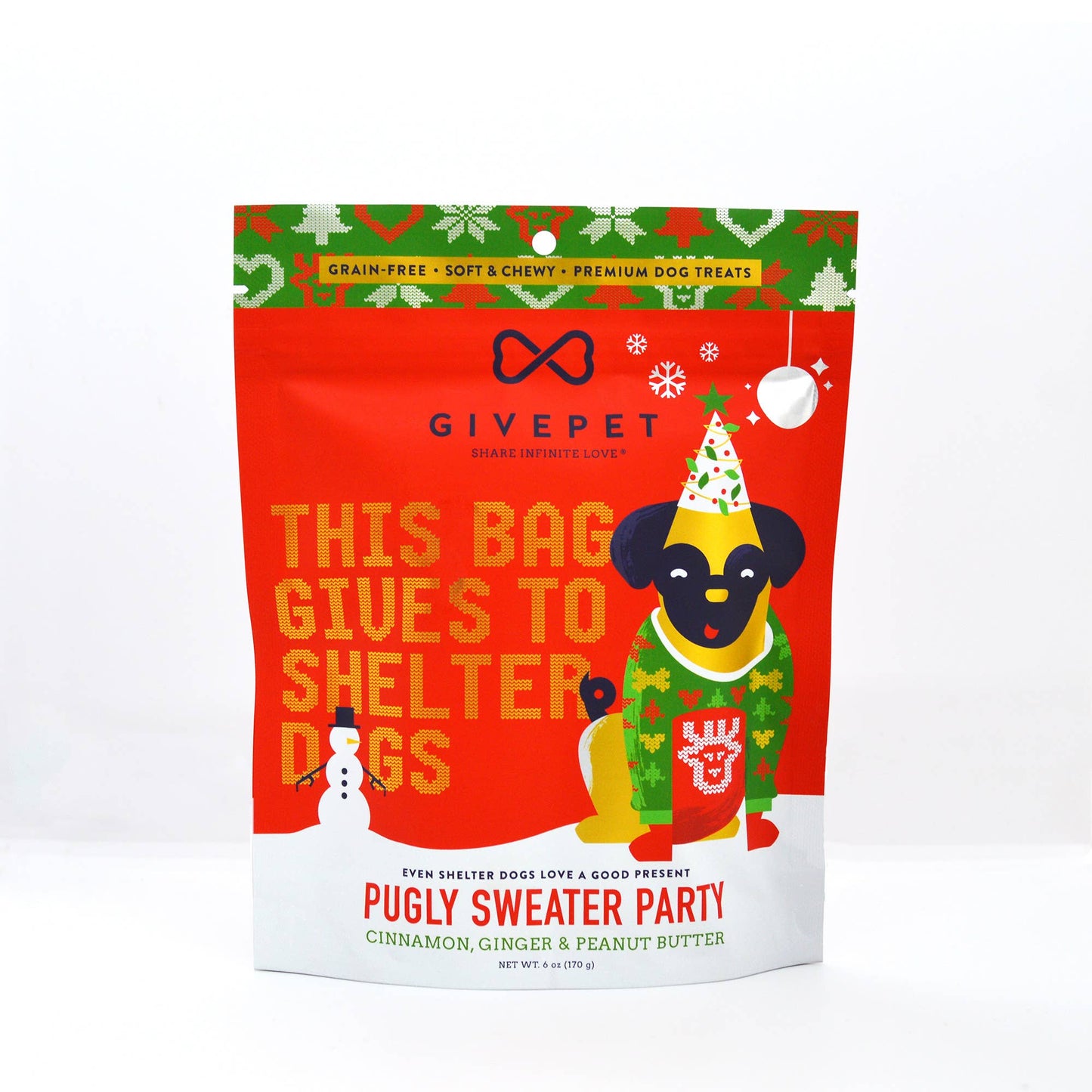 GivePet Pugly Sweater Party Holiday Dog Treat