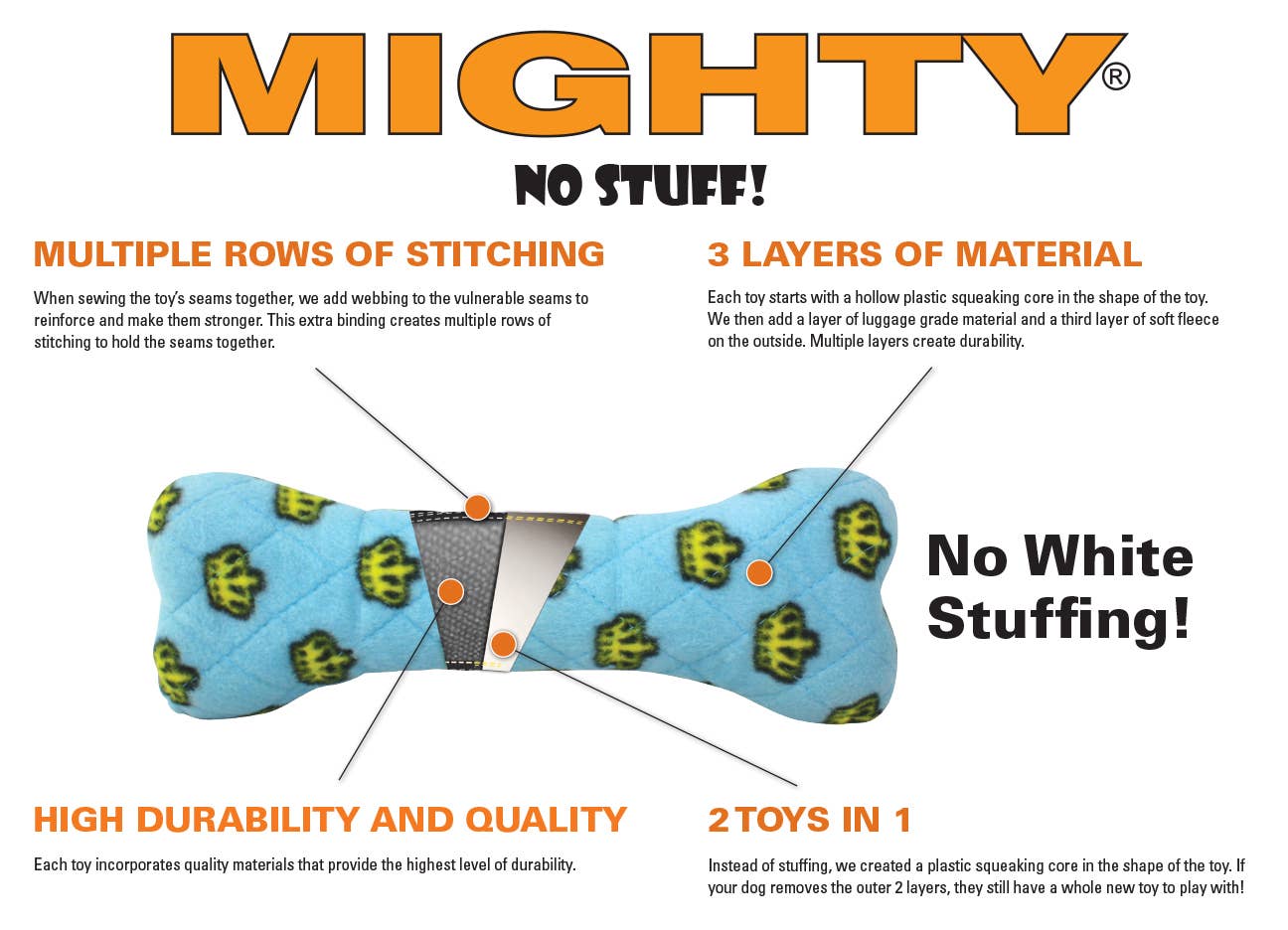 Mighty Ring-Celebration, Squeaky Dog Toy, No Stuffing