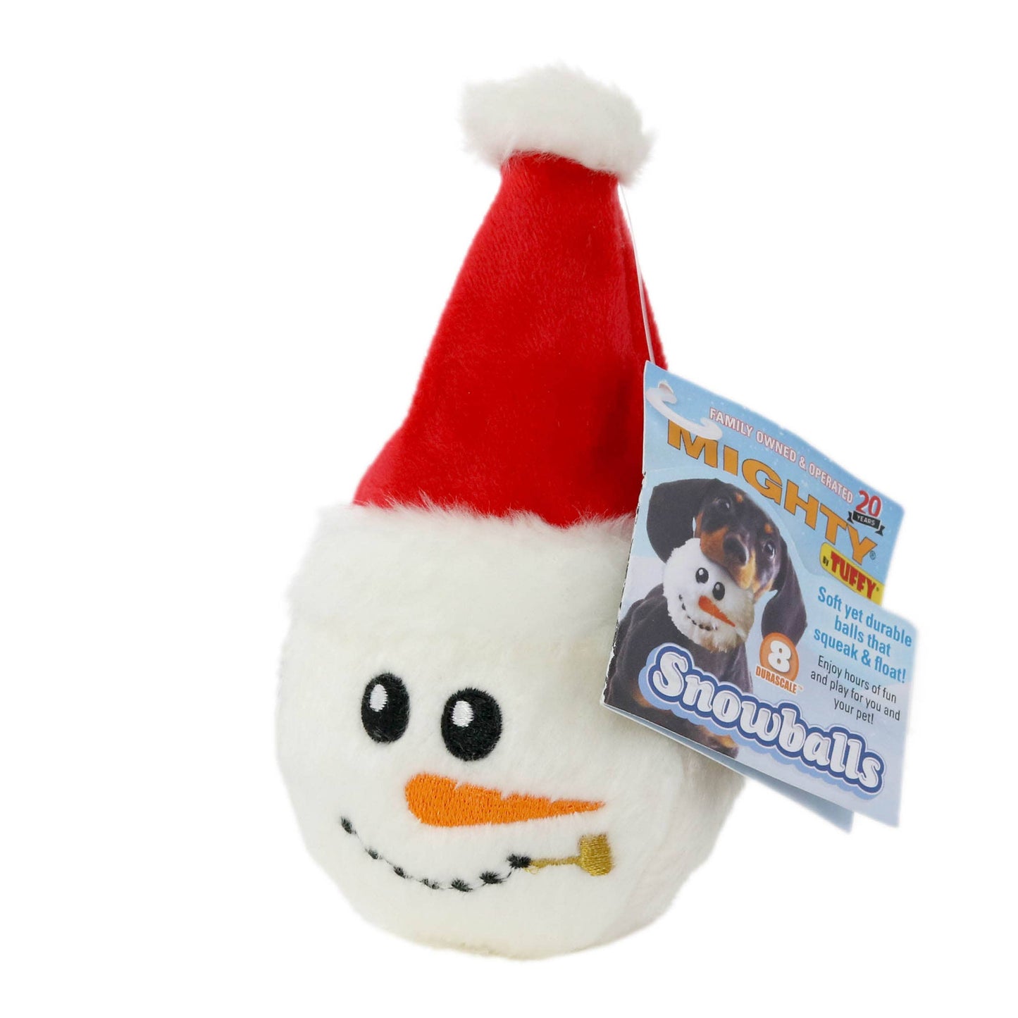 Mighty Ball-Small Snowball Santa Squeaky Dog Toy, No Stuff