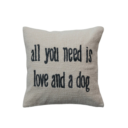 18" Square Cotton & Jute Pillow w/ Saying Pillow Creative Co-Op