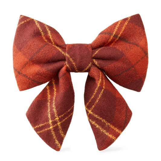 Cider Plaid Flannel Fall Lady Dog Bow